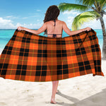 Orange Black And Yellow Tartan Print Beach Sarong Wrap