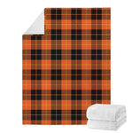 Orange Black And Yellow Tartan Print Blanket