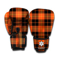 Orange Black And Yellow Tartan Print Boxing Gloves