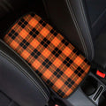 Orange Black And Yellow Tartan Print Car Center Console Cover