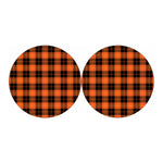 Orange Black And Yellow Tartan Print Car Coasters
