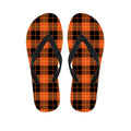 Orange Black And Yellow Tartan Print Flip Flops