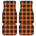 Orange Black And Yellow Tartan Print Front and Back Car Floor Mats