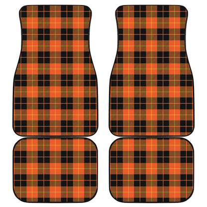 Orange Black And Yellow Tartan Print Front and Back Car Floor Mats
