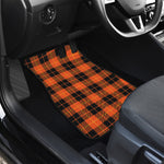 Orange Black And Yellow Tartan Print Front and Back Car Floor Mats
