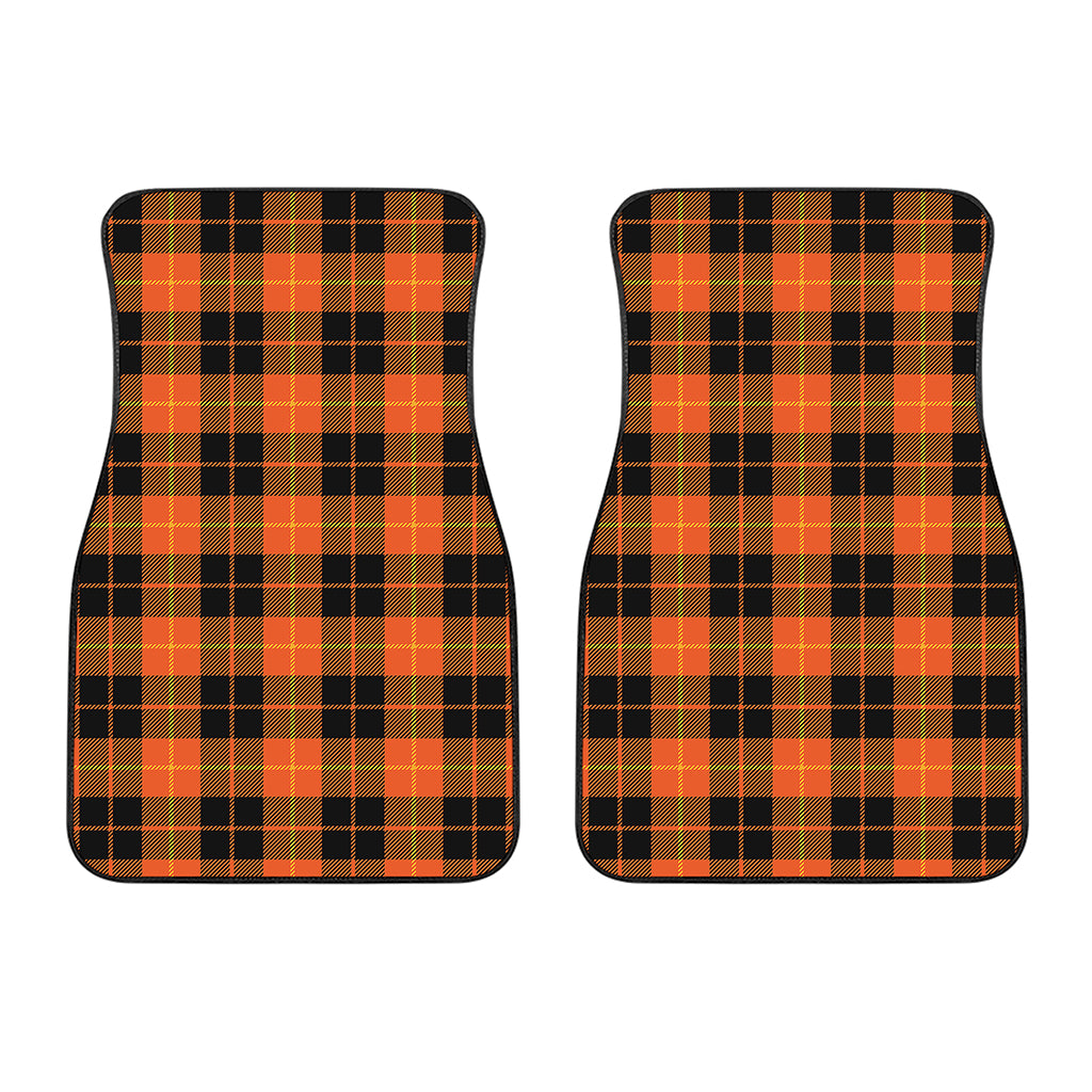 Orange Black And Yellow Tartan Print Front Car Floor Mats