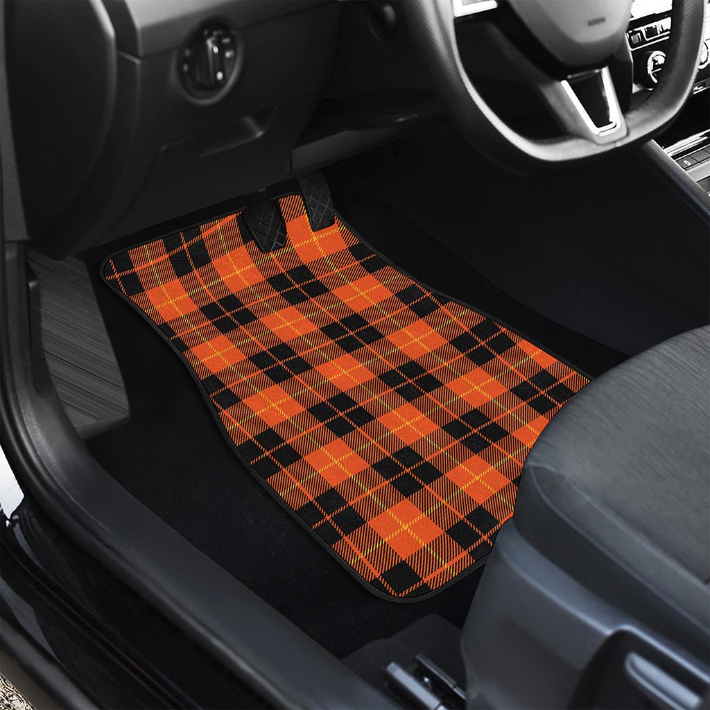 Orange Black And Yellow Tartan Print Front Car Floor Mats