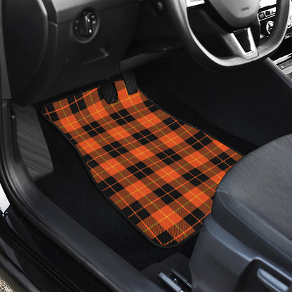 Orange Black And Yellow Tartan Print Front Car Floor Mats