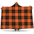 Orange Black And Yellow Tartan Print Hooded Blanket