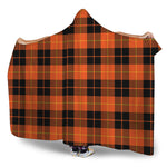Orange Black And Yellow Tartan Print Hooded Blanket