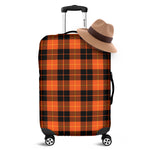 Orange Black And Yellow Tartan Print Luggage Cover
