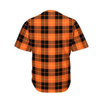 Orange Black And Yellow Tartan Print Men's Baseball Jersey