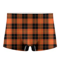 Orange Black And Yellow Tartan Print Men's Boxer Briefs
