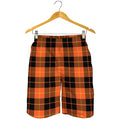 Orange Black And Yellow Tartan Print Men's Shorts