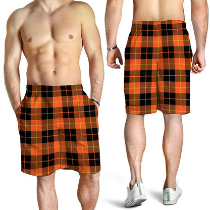 Orange Black And Yellow Tartan Print Men's Shorts
