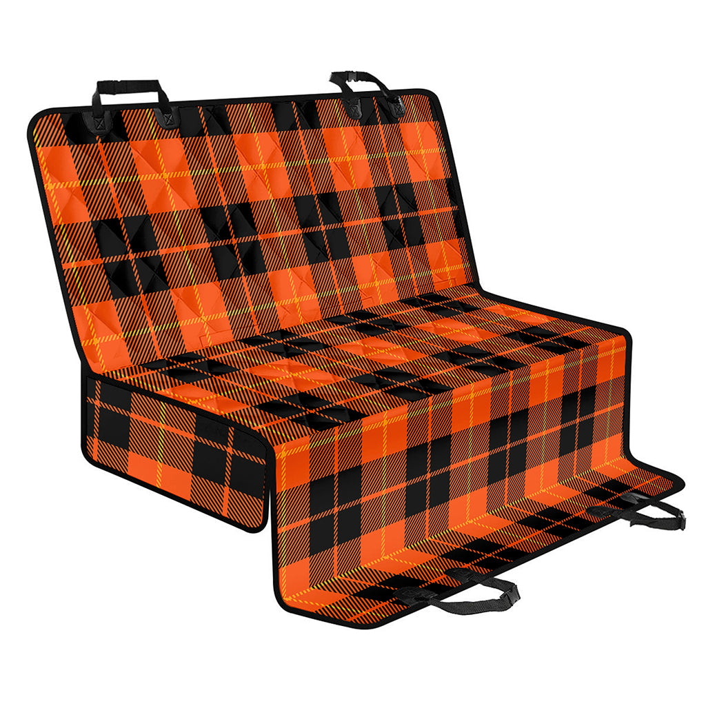 Orange Black And Yellow Tartan Print Pet Car Back Seat Cover