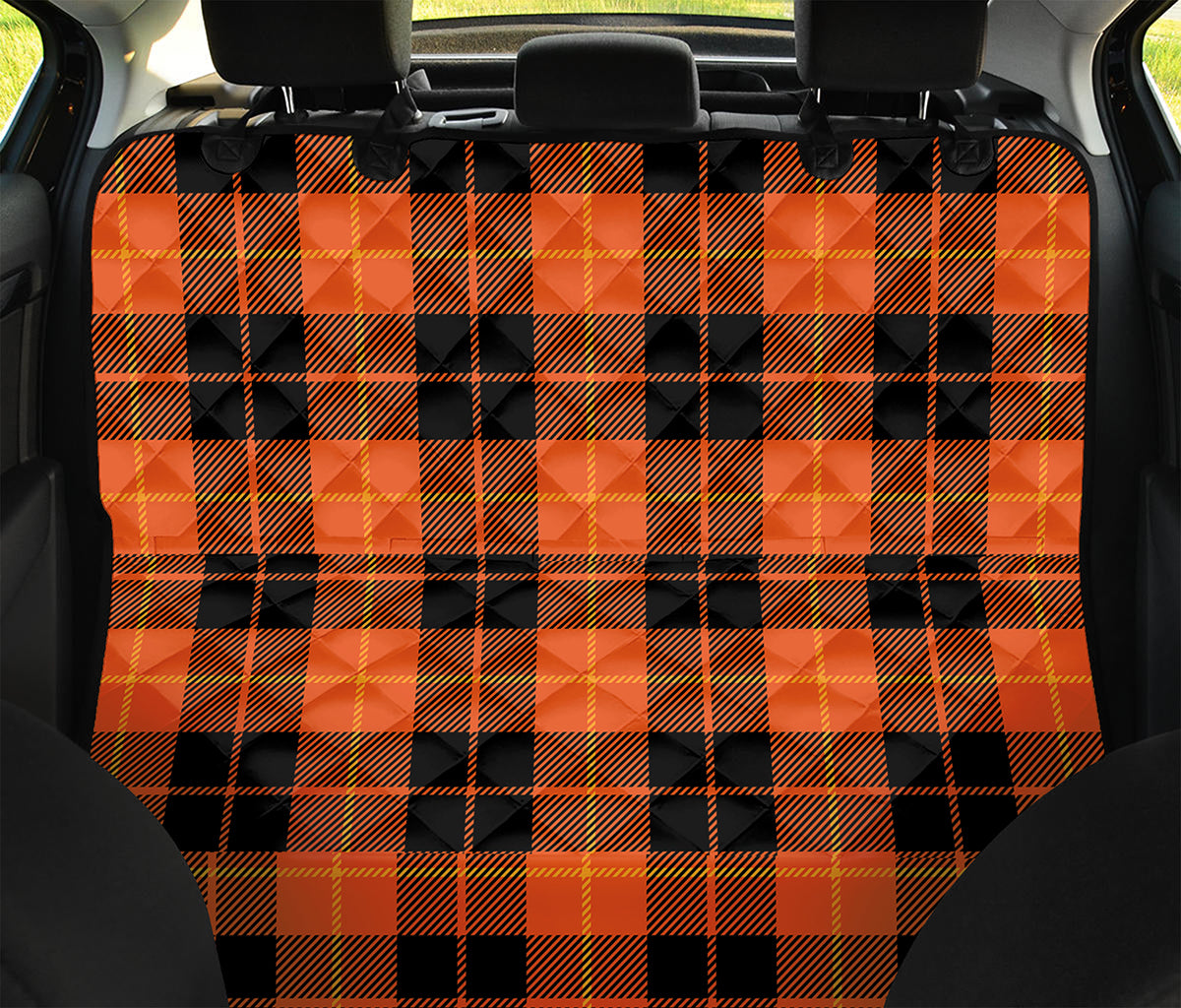 Orange Black And Yellow Tartan Print Pet Car Back Seat Cover