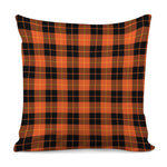 Orange Black And Yellow Tartan Print Pillow Cover