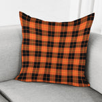 Orange Black And Yellow Tartan Print Pillow Cover