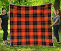Orange Black And Yellow Tartan Print Quilt