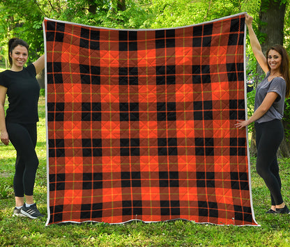 Orange Black And Yellow Tartan Print Quilt