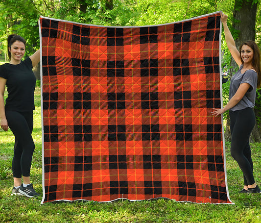 Orange Black And Yellow Tartan Print Quilt