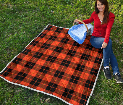 Orange Black And Yellow Tartan Print Quilt