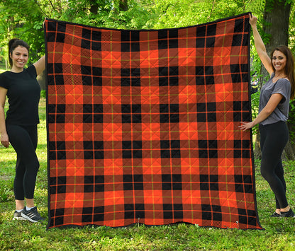 Orange Black And Yellow Tartan Print Quilt