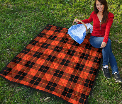 Orange Black And Yellow Tartan Print Quilt