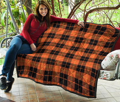Orange Black And Yellow Tartan Print Quilt