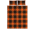Orange Black And Yellow Tartan Print Quilt Bed Set