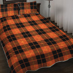Orange Black And Yellow Tartan Print Quilt Bed Set
