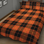 Orange Black And Yellow Tartan Print Quilt Bed Set