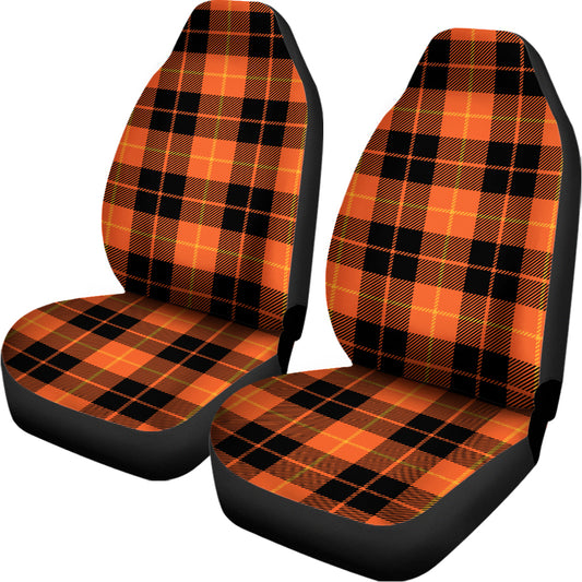 Orange Black And Yellow Tartan Print Universal Fit Car Seat Covers