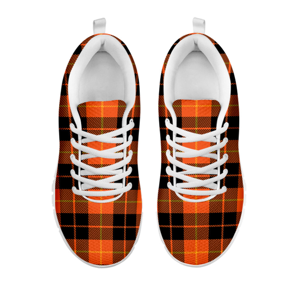 Orange Black And Yellow Tartan Print White Sneakers