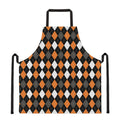 Orange Black Grey And White Argyle Print Apron