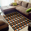 Orange Black Grey And White Argyle Print Floor Mat