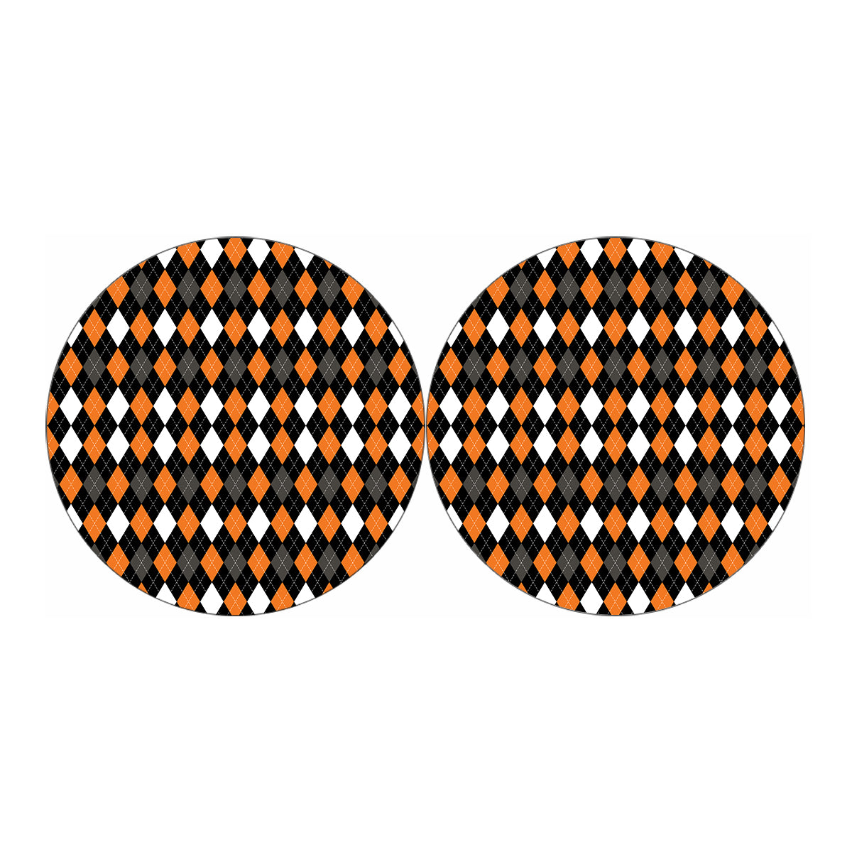 Orange Black Grey And White Argyle Print Car Coasters