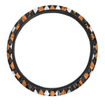 Orange Black Grey And White Argyle Print Car Steering Wheel Cover