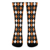 Orange Black Grey And White Argyle Print Crew Socks