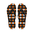 Orange Black Grey And White Argyle Print Flip Flops