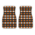 Orange Black Grey And White Argyle Print Front Car Floor Mats