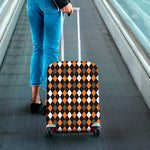 Orange Black Grey And White Argyle Print Luggage Cover
