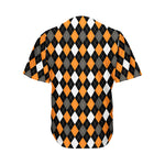 Orange Black Grey And White Argyle Print Men's Baseball Jersey