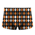 Orange Black Grey And White Argyle Print Men's Boxer Briefs