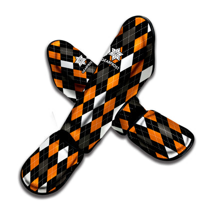 Orange Black Grey And White Argyle Print Muay Thai Shin Guard