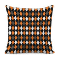Orange Black Grey And White Argyle Print Pillow Cover