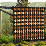 Orange Black Grey And White Argyle Print Quilt