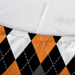 Orange Black Grey And White Argyle Print Sofa Cover