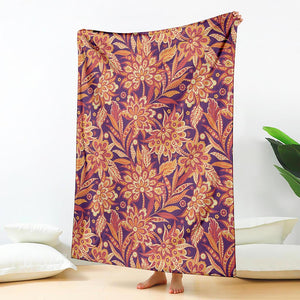 Orange Bohemian Floral Pattern Print Blanket